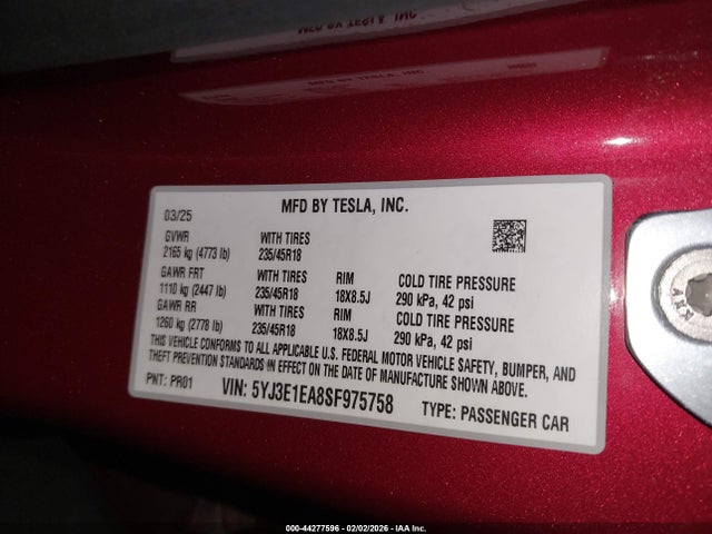 2025 TESLA MODEL 3 5YJ3E1EA8SF975758 Photo 8