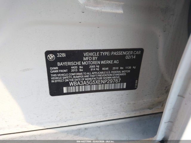 2014 BMW 328I WBA3A5G5XENP29767 Photo 8