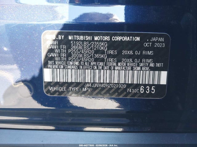 2024 MITSUBISHI OUTLANDER JA4J3VA82RZ021920 Photo 8