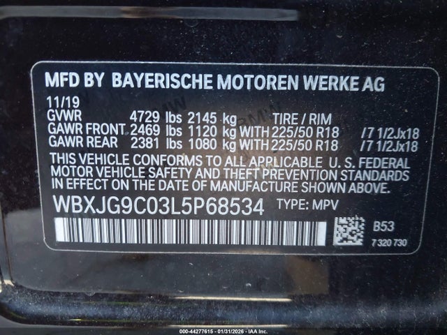 WBXJG9C03L5P68534 BMW X1 Xdrive28i