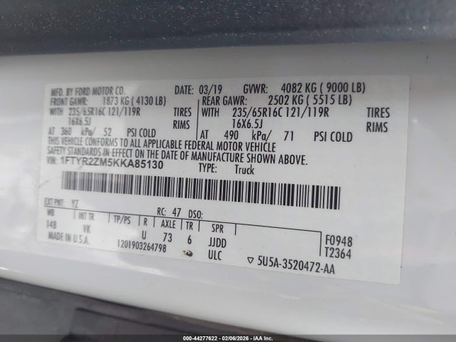 1FTYR2ZM5KKA85130 Ford Transit-250