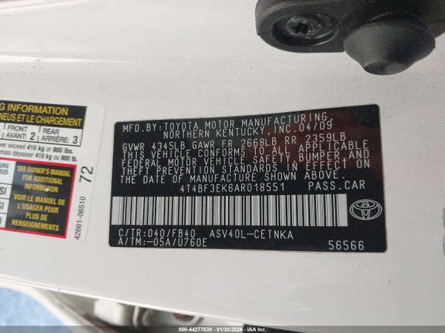 2010 TOYOTA CAMRY 4T4BF3EK6AR018551 Photo 8