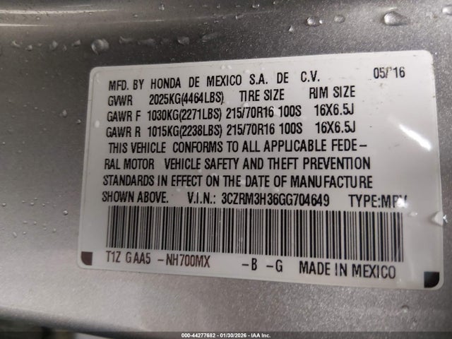 3CZRM3H36GG704649 Honda CR-V LX