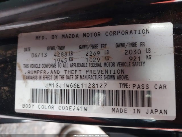 Продажа на аукционе авто 2014 Mazda Mazda6 I Grand Touring, vin: JM1GJ1W66E1128127, номер лота: 44277692
