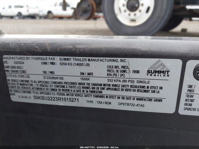 Summit 22' Tilt 7k Flat Bed 2024 59KBU2223R1015271 Image 9