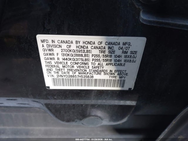 2007 ACURA MDX 2HNYD28857H535838 Photo 8