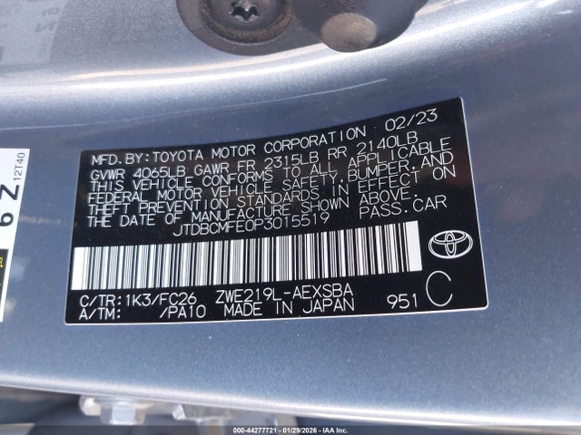 JTDBCMFE0P3015519 Toyota Corolla Hybrid Se