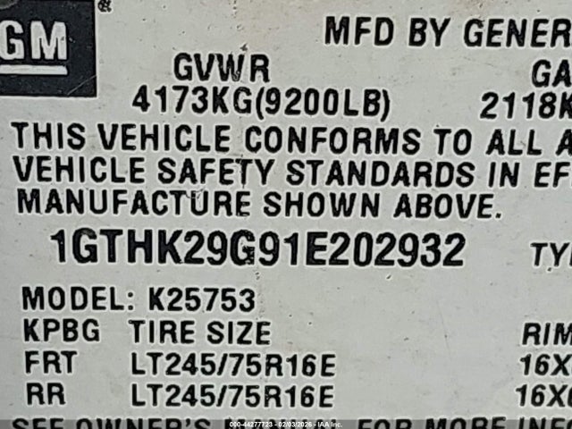 44277723 :رقم المزاد ، 1GTHK29G91E202932 vin ، 2001 Gmc Sierra 2500hd Sle مزاد بيع