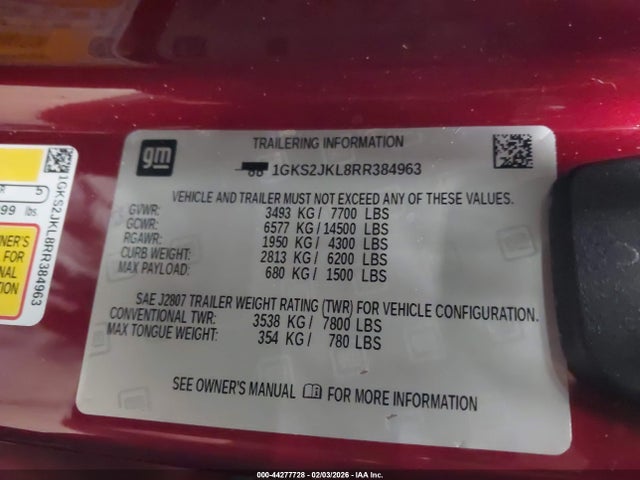 1GKS2JKL8RR384963 GMC Yukon Xl 4wd Denali