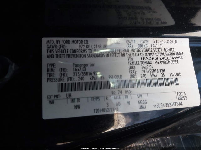 1FADP3F24EL341968 Ford FOCUS SE