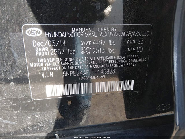5NPE24AF1FH145828 Hyundai SONATA SE
