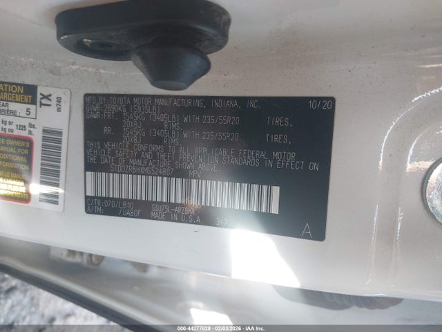 5TDDZRBHXMS524807 Toyota Highlander Limited