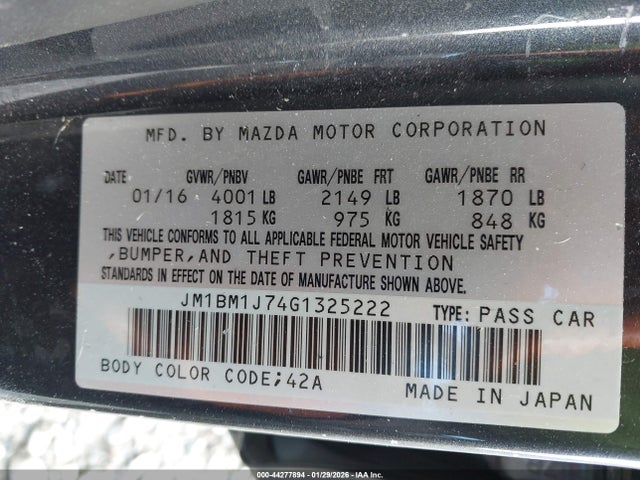 JM1BM1J74G1325222 Mazda Mazda3 I Sport