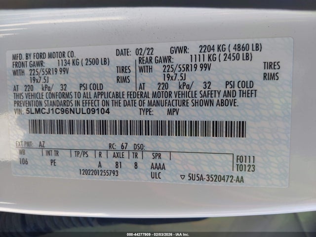 2022 LINCOLN CORSAIR 5LMCJ1C96NUL09104 Photo 8