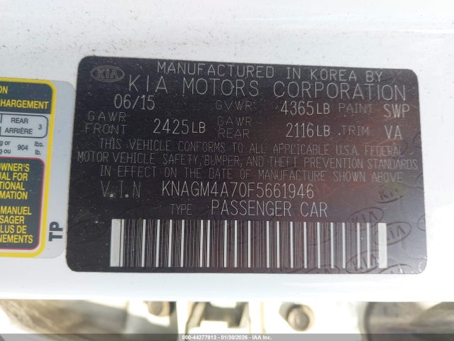 KIA Optima Lx 2015 KNAGM4A70F5661946 Image 9