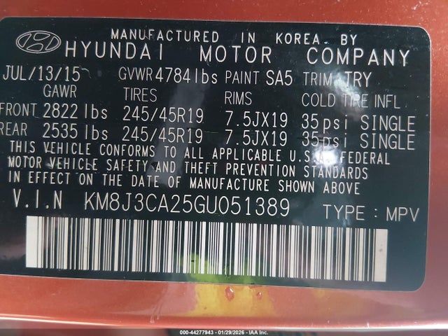Hyundai Tucson Limited 2016 KM8J3CA25GU051389 Image 9