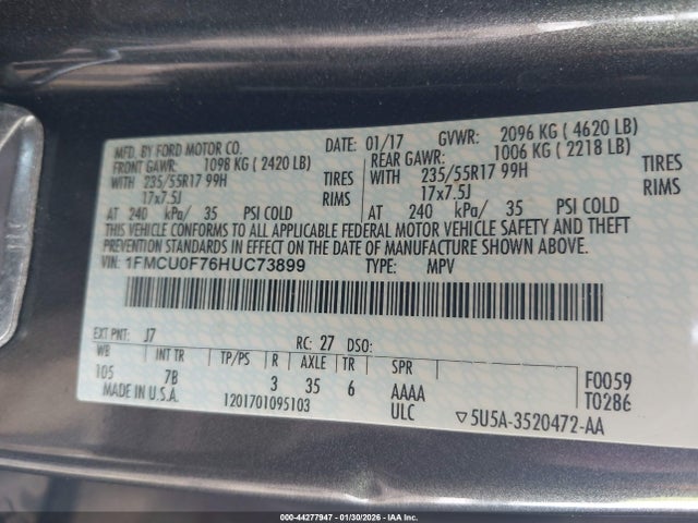 2017 FORD ESCAPE 1FMCU0F76HUC73899 Photo 8