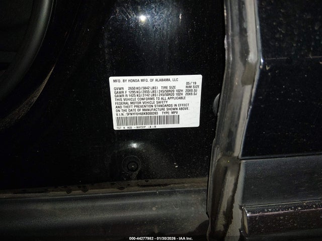 5FNYF6H68KB088393 Honda Pilot Touring