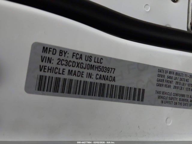 2C3CDXGJ0MH503977 Dodge Charger Scat Pack Rwd
