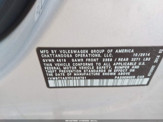 Volkswagen Passat 1.8t Se 2015 1VWBT7A37FC036791 Image 9