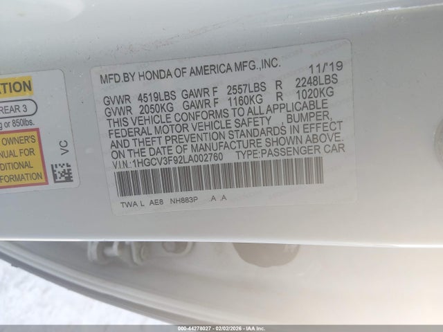 2020 HONDA ACCORD HYBRID 1HGCV3F92LA002760 Photo 8