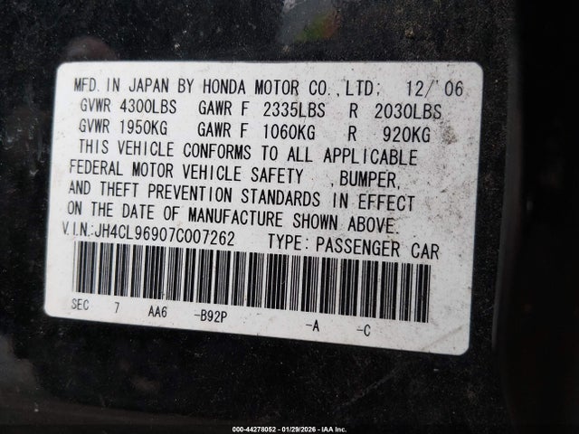 2007 ACURA TSX JH4CL96907C007262 Photo 8