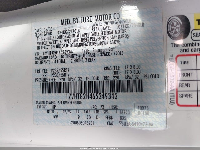 2006 FORD MUSTANG 1ZVHT82H465249342 Photo 8