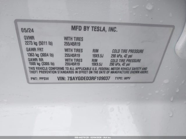 2024 TESLA MODEL Y 7SAYGDED3RF109037 Photo 8