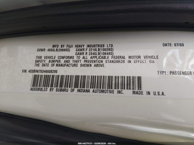 2004 SUBARU OUTBACK 4S3BH675346608295 Photo 8