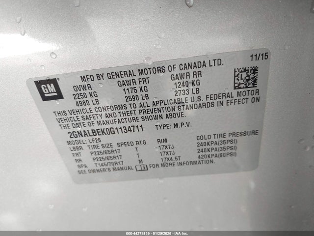 2GNALBEK0G1134711 Chevrolet EQUINOX LS