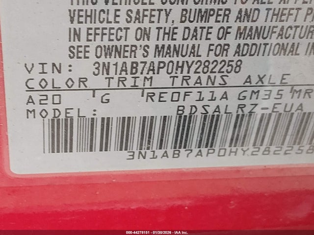 3N1AB7AP0HY282258 Nissan SENTRA SR