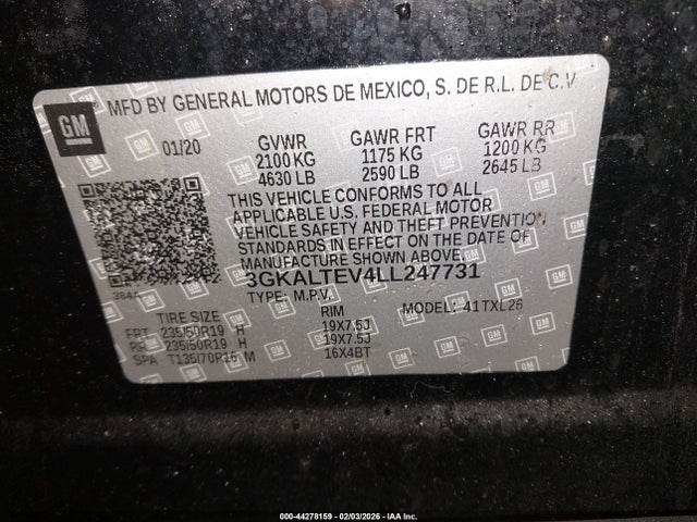 Aukcja sprzedaży 2020 Gmc Terrain Awd Sle, vin: 3GKALTEV4LL247731, numer aukcji: 44278159