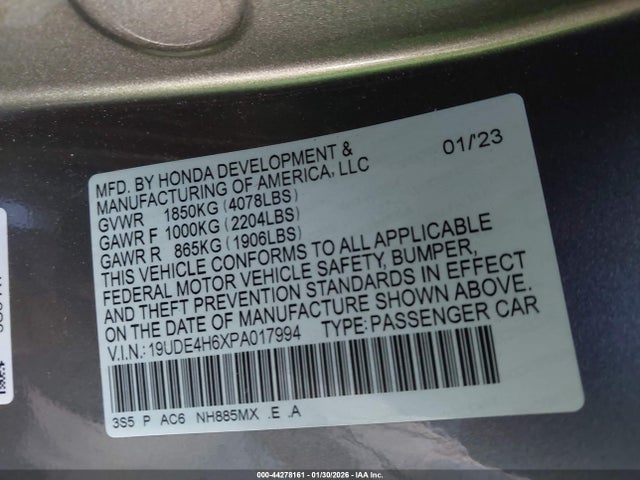 Aukcja sprzedaży 2023 Acura Integra A-spec Technology, vin: 19UDE4H6XPA017994, numer aukcji: 44278161