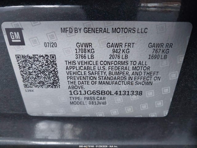 1G1JG6SB0L4131338 Chevrolet Sonic Fwd 1fl 5-door