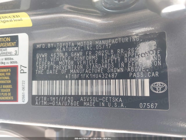 4T1BF1FK1HU432487 Toyota CAMRY SE
