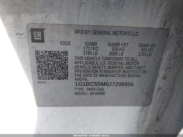 1G1BC5SM0J7200956 Chevrolet Cruze Ls Auto