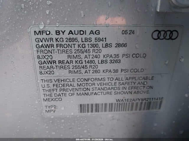 WA1E2AFY5R2111416 Audi Q5 Premium Plus 55 Tfsi E S Line Quattro S Tronic