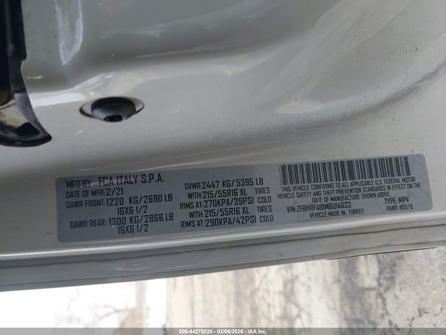 Продажа на аукционе авто 2021 Ram Promaster City Tradesman, vin: ZFBHRFAB1M6U14633, номер лота: 44278225
