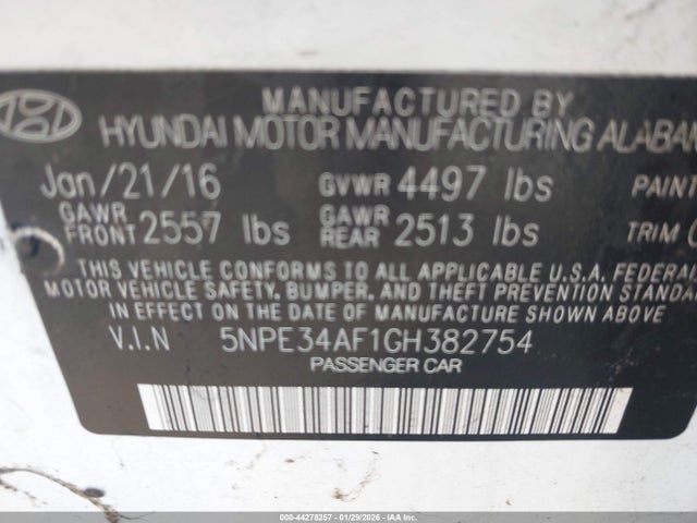 5NPE34AF1GH382754 Hyundai Sonata Sport