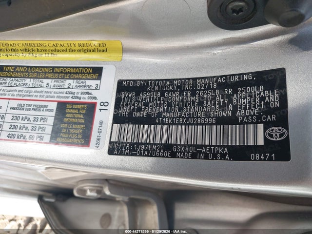 2018 TOYOTA AVALON 4T1BK1EBXJU286996 Photo 8