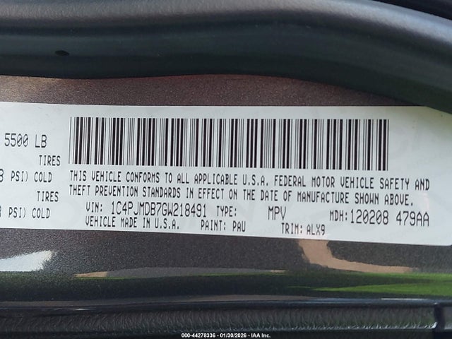 1C4PJMDB7GW218491 Jeep Cherokee Limited