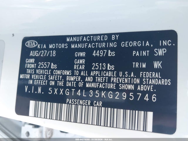KIA Optima Lx 2019 5XXGT4L35KG295746 Image 9