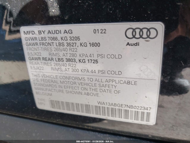 2022 AUDI E-TRON SPORTBACK WA13ABGE7NB022347 Photo 8