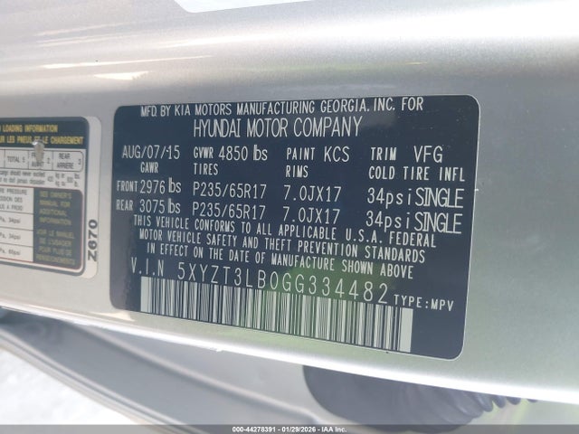 5XYZT3LB0GG334482 Hyundai Santa Fe Sport 2.4l