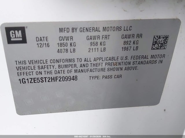 Chevrolet MALIBU 1LT 2017 1G1ZE5ST2HF209948 Image 9