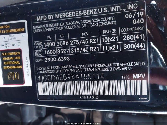 4JGED6EB9KA155114 Mercedes-Benz Amg Gle 43 Coupe 4matic