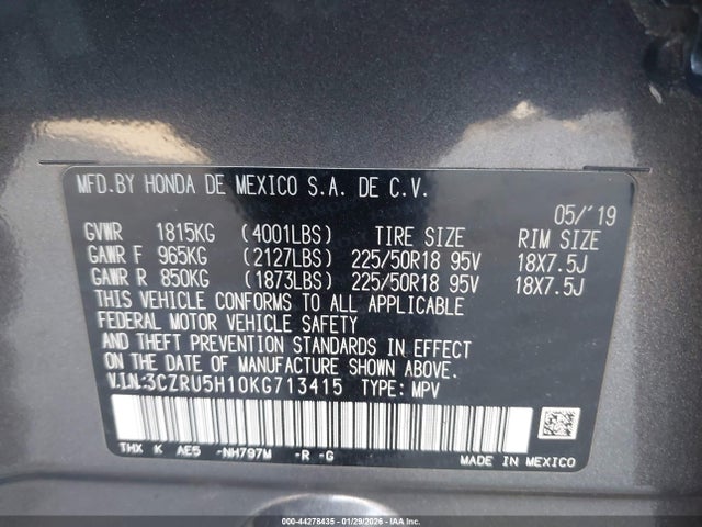 3CZRU5H10KG713415 Honda HR-V SPORT