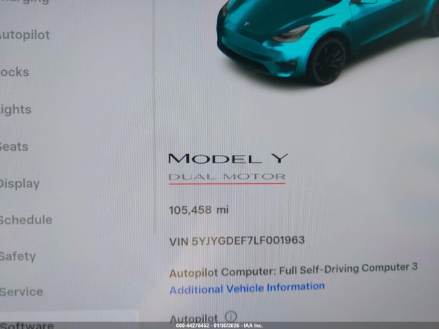 5YJYGDEF7LF001963 Tesla Model Y Long Range Dual Motor All-wheel Drive/performance Dual Motor All-wheel Drive