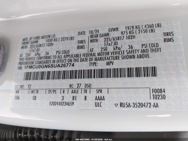 1FMCU0GN6SUA26774 Ford Escape Active