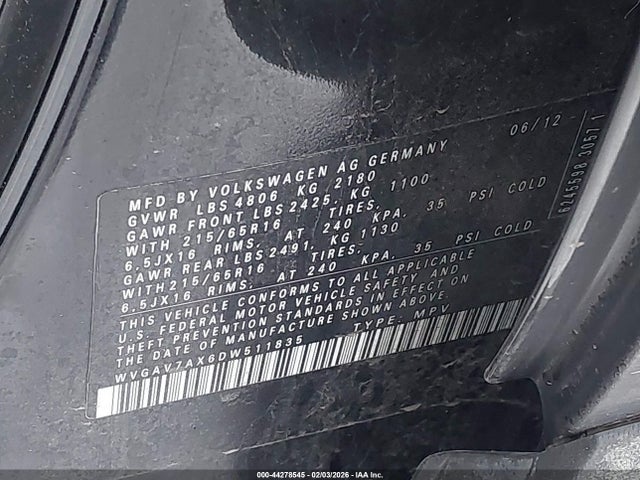 2013 VOLKSWAGEN TIGUAN WVGAV7AX6DW511835 Photo 8